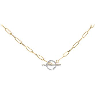 House of Brilliance 14KT Yellow Gold 1/4 Cttw Diamond Toggle Clasp Paperclip Link Necklace at Nordstrom