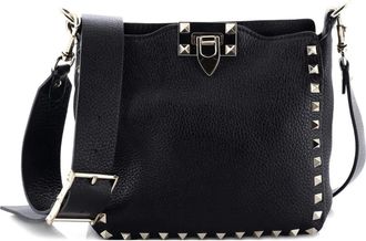 Valentino Garavani Rockstud Flip Lock Messenger Bag Leather Mini crossbody bag - Zwart