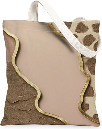 Generic Giraffe Canvas Tote Bags, Stylish Animal Pattern Reusable Grocery Bags, Modern Lightweight Washable Shoulder Strap for Trav, Beige, 13x15 Inch