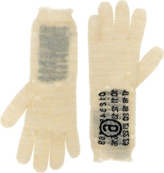 Maison Margiela Numeric Signature Jacquard Gloves - ivory