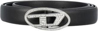 Diesel Belts, female, Black, 75 CM, Crystal Buckle Leather Belt