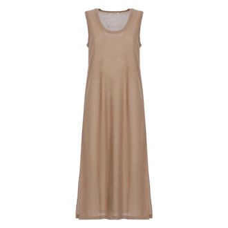 KANGRA Jurk met pailletten- mouwloos - Dames - Casual kleedjes - Bruin - S - Pailletten - Kleedjes