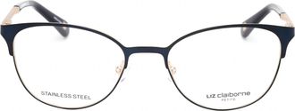 Liz Claiborne L445 Round Metal Frame Eyeglasses - Navy