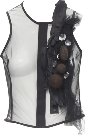 Comme Des Gar&ccedil;ons Comme Des Garcons sheer mesh jewel embellishment ruffle vest