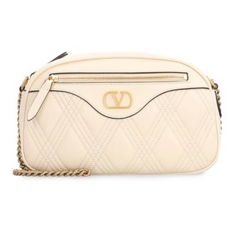 Valentino Garavani Cross Body Bags, female, Beige, Size: ONE SIZE Quiltie 67 Leather Shoulder Bag