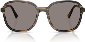Miu Miu 58mm Polarized Pillow Sunglasses in Striped Loden /Dark Grey at Nordstrom