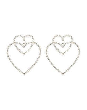 8 by YOOX DOUBLE HEART RHINESTONES EARRINGS