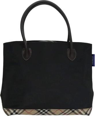 Burberry Pre-owned Tote Bags, female, Black, Size: ONE SIZE Pre-owned Vintage Tote Bag with Signature Check Trim