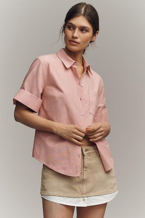 Maeve Rolled-Sleeve Oxford Buttondown Shirt