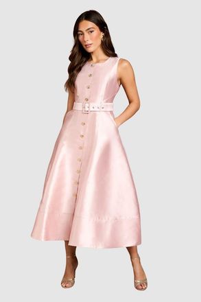 Coast Button Through Belted A-Line Dress in Blush at Nordstrom, Size 10