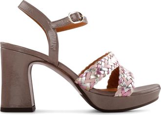Chie Mihara Handgeweven leren sandaal met enkelband - Dames - Sandalen met hakken - Roze - 39 EU - Leer - Schoenen