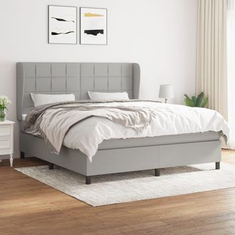 vidaXL Vidaxl - Cama Box Spring Con Colch&oacute;n Tela Gris Claro 180x200 Cm