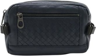 Bottega Veneta Pre-owned Leather Crossbody Bag - Dames - Vintage Heuptassen - Blauw - ONE Size - Leer - Vintage