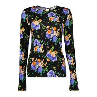 Paco Rabanne Long Sleeve T-Shirts, female, Multicolor, XS, Floral Print Top