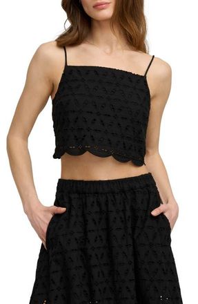 Favorite Daughter The Pretty Please Eyelet Embroidered Cotton Crop Camisole in Black at Nordstrom, Size X-Small