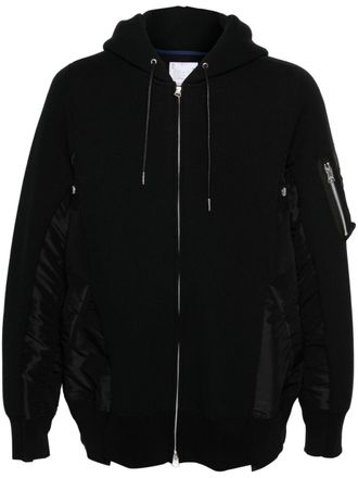 sacai Hoodie met trekkoord en vlakken - Zwart