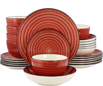 Elama Gia 24 Piece Round Stoneware Dinnerware Set