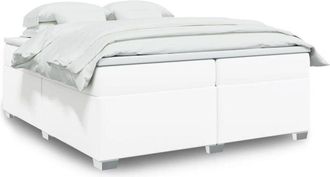 vidaXL Cama Box Spring Con Colch&oacute;n Cuero Sint&eacute;tico Blanco 200x200 Cm Vidaxl