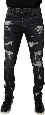 Dolce & Gabbana Mens Ripped Denim Jeans Distressed - Black Cotton - Size EU 48 (Mens)
