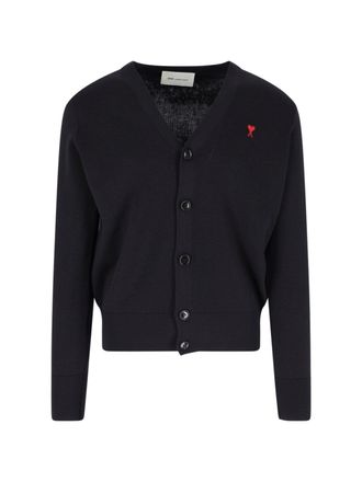 Ami Black Ami de Coeur Wool Cardigan