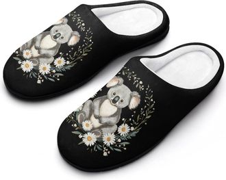Generic Koalas Daisies Flowers Slippers Men Winter Warm Cotton Anti-Slip Indoor Slip-Ons House Shoes