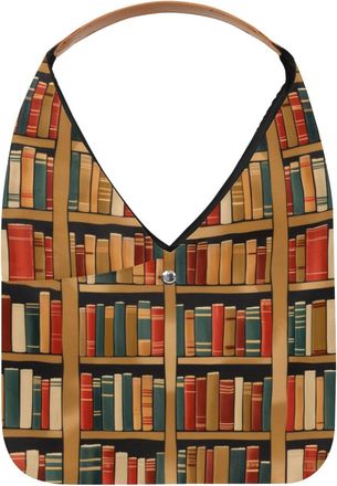 Generic Vintage Bookshelf Patterns Reusable Lightweight Grocery Bags - Foldable Into Compact Pouch, Washable & Sturdy, Multipurpose for Shopping and Travel