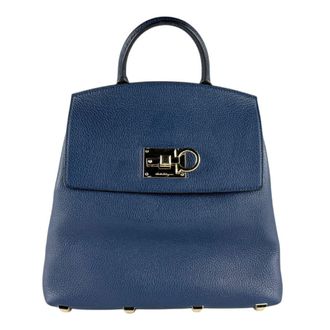 Ferragamo Navy Leather Backpack (Pre-Owned)