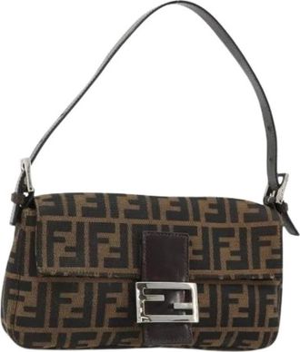 Fendi Pre-owned Vintage Zucca Schoudertas - Dames - Vintage Schoudertas - Bruin - ONE Size - Leer - Vintage