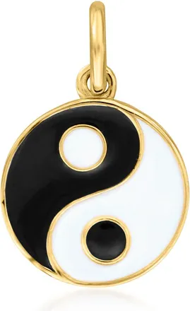 RS Pure by Ross-Simons Black and White Enamel Yin-Yang Charm in 14kt Yellow Gold