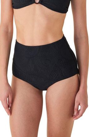 Andie Swim Superhigh Waist Bikini Bottoms in Black Paisley at Nordstrom, Size X-Large