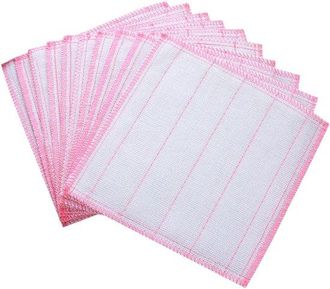 OEM Pa&ntilde;os De Cocina, Pa&ntilde;o Absorbente Extragrueso Para Lavar Platos, Limpiar, Toalla De Cocina Reutilizable, 30x30 Cm, Rosa Con Blanco, Paquete De 10