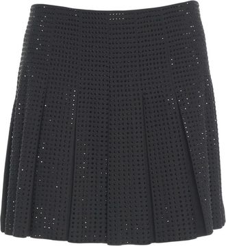 Pinko Tailored Pleated Mini Skirt With Sparkling Embellishments