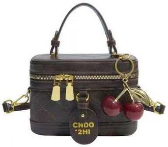 Generic Cymwer Women PU Retro Box Handbags with Pendant Crossbody Bag for Travel Work (Coffee) (Coffee)