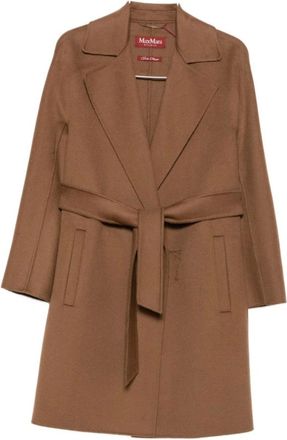 Max Mara Jassen, Dames, Bruin, M, Wol, Bruine Wol Zijde Kasjmier Jas