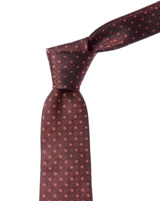 Canali Burgundy Circles Silk Tie