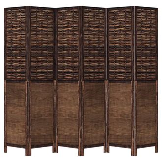 vidaXL Biombo Separador De 6 Paneles Madera Paulownia Marr&oacute;n Oscuro Vidaxl