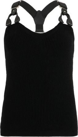 Moschino Gebreide Top met Bandjes - Dames - Tops zonder mouwen - Zwart - S - Wol - Tops