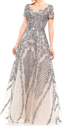 Colors Dress Elegant Prom Dress With Embellishment In Grey/nude