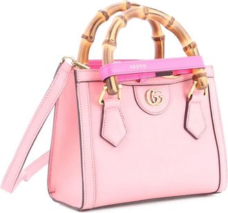 Gucci Borsa a tracolla Diana NM Bamboo mini in pelle con manico - Rosa