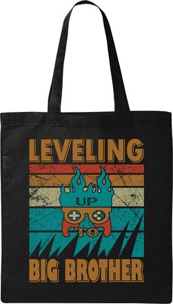 Generic Leveling Up To Big Brother Natural Ecological Cotton Tote Bag Black