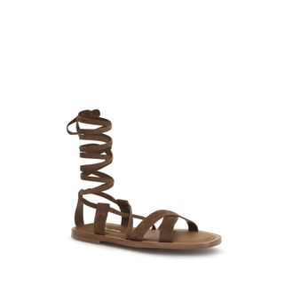 Miu Miu Womens Brown Calf Leather Bos Taurus Strap-On Sandals