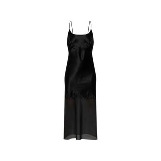 By Malene Birger Camilla Lange Jurk - Dames - Casual kleedjes - Zwart - L - Polyester - Kleedjes
