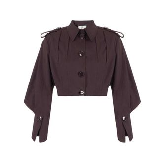 Elisabetta Franchi Light Jackets, female, Brown, Size: L Cropped Jacket