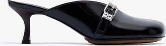 Ganni Sue Heeled Mules in Black Oleatex - Size 35