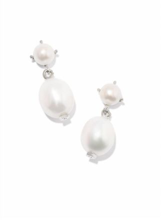 Kendra Scott Womens Eve Drop Earrings In Rhodium White Pearl
