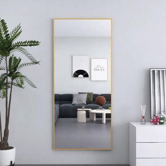 OEM Espejo De Cuerpo Entero 180 X 80 Cm De Pie - Marco Dorado De Aleaci&oacute;n De Aluminio, Vidrio Irrompible