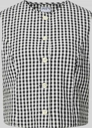 Jake*s Casual Weste im Allover-Look mit Rundhalsausschnitt in Black, Gr&ouml;&szlig;e 34