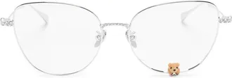 Yvmin Paradise Flocked-bear Cat-eye Glasses