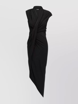 Balenciaga draped asymmetric v-neck sleeveless midi dress