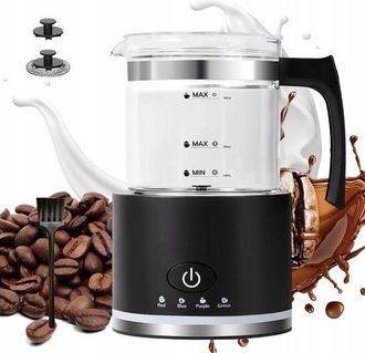 OEM Espumador De Leche De Vidrio, Espumador De Leche El&eacute;ctrico De 600 W, 4 En 1 Para Capuchino Y Latte, Vaso De Vidrio De 500 Ml